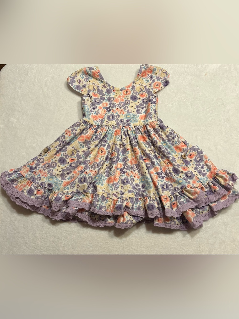 Cheeky Plum Girls 4T Floral Fit & Flare Cap Sleeve Dress Pockets Ruffle